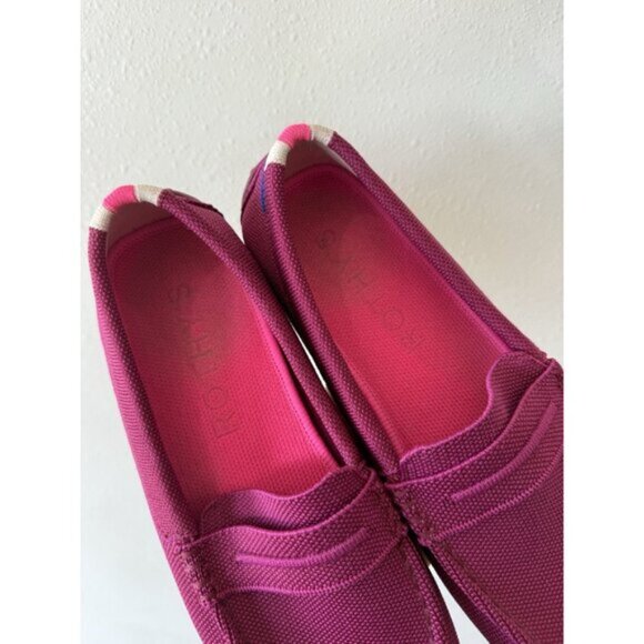 $189 Rothy's Women’s Pink Raspberry Slip-On Loafer Flats Driver 9 Shoes Penny - Picture 3 of 7
